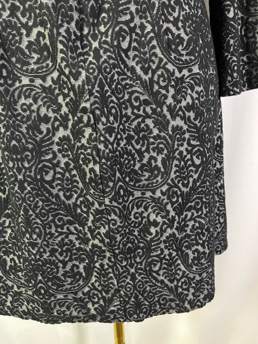 LOFT Black & Gray Jacquard Floral 3/4 Sleeve A-Line Dress - Picture 14 of 16